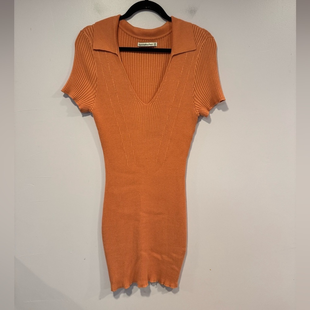 Orange ribbed Abercrombie and Fitch polo style dress